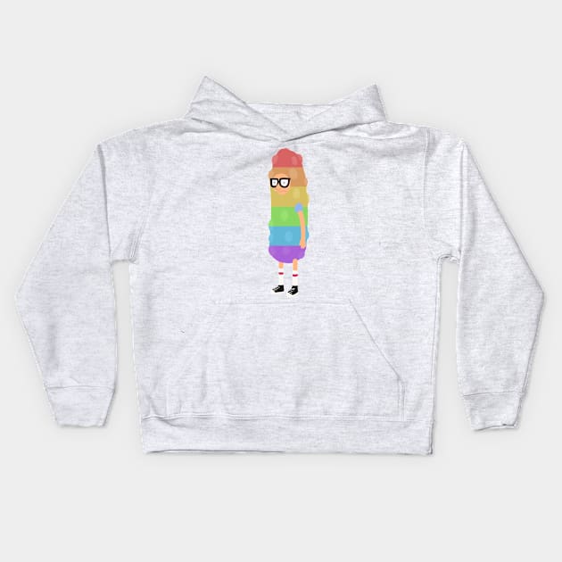 Rainbow Pickle Tina Kids Hoodie by gray-cat